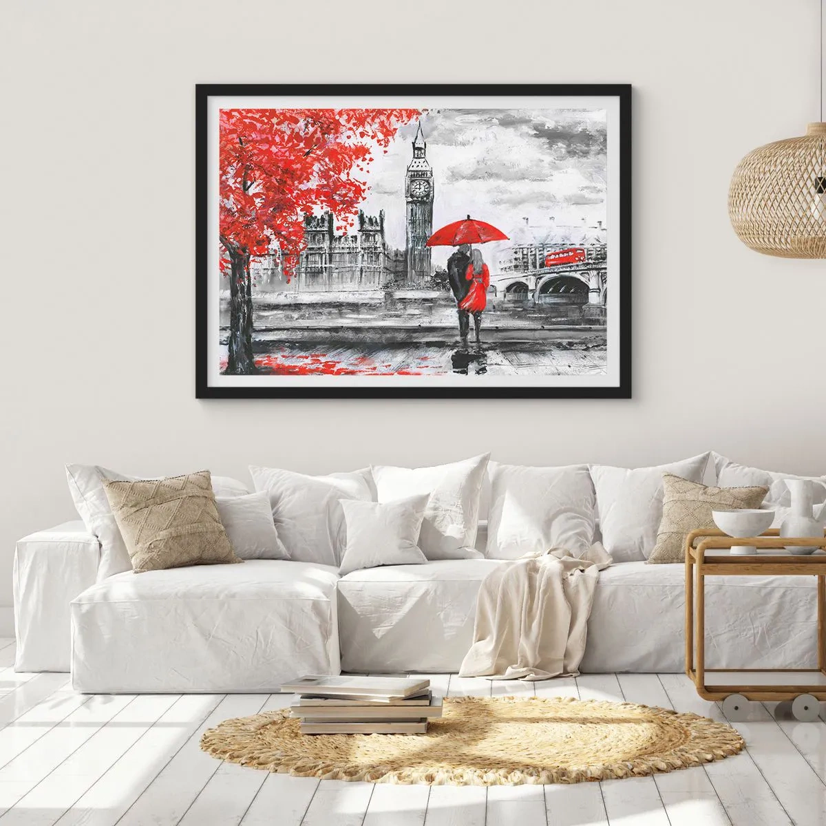 Poszter fehér keretben - Szerelmesek Londonban - 70x50 cm
