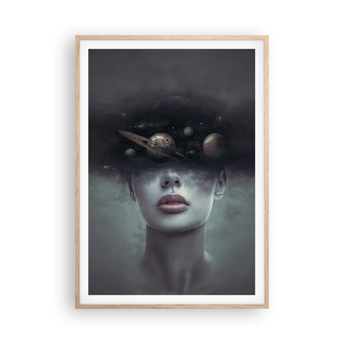 Poszter világos tölgy keretben - És a bolygók megvadulnak... - 70x100 cm