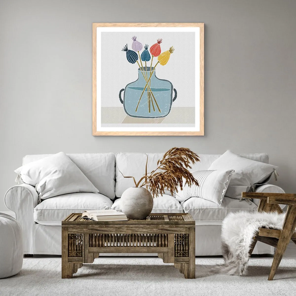 Poszter világos tölgy keretben - Mint egy mákszem - 60x60 cm