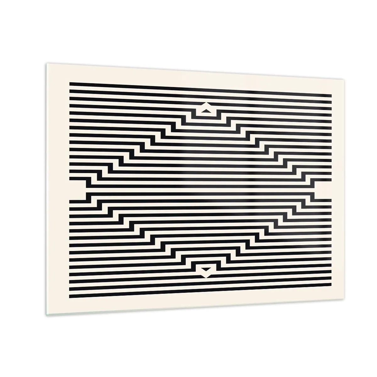 Üveg kép - Egy fekete-fehér vonalakból álló, lenyűgöző minta, amely illúziót kelt - 70x50cm - Geometrikus illúzió - Modern fali dekoráció nappalihoz és hálószobához ARTTOR