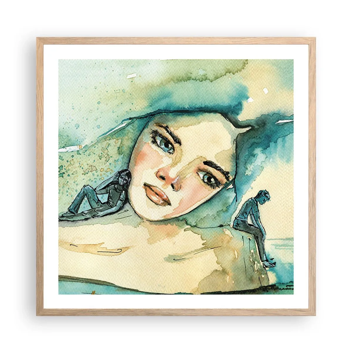 Poszter világos tölgy keretben - Am I blue? - 60x60 cm