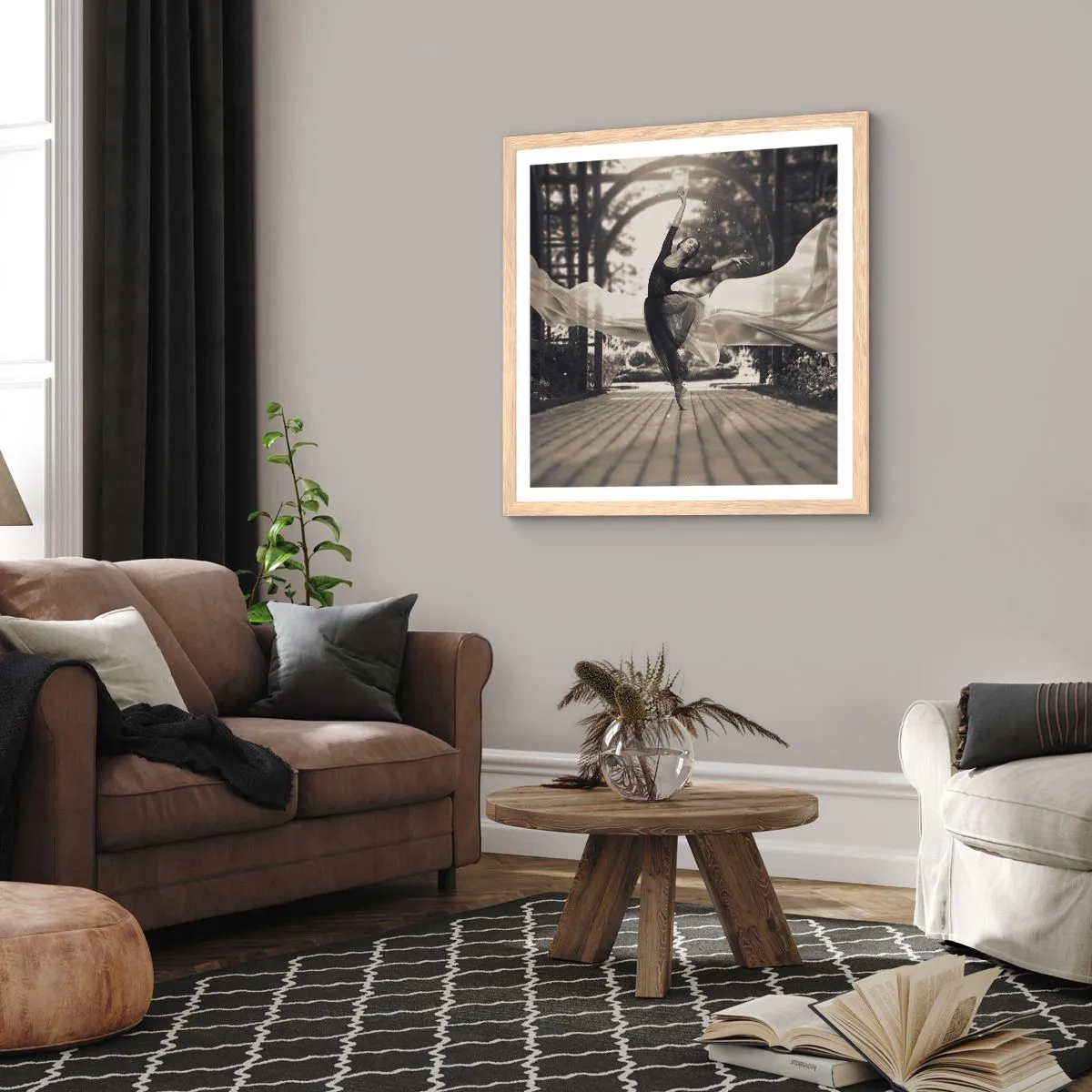 Poszter világos tölgy keretben - A kerti szellem tánca - 40x40 cm