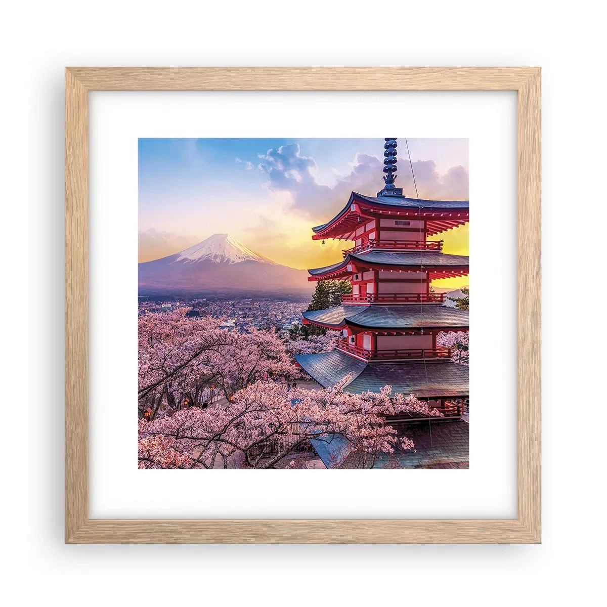 Poszter világos tölgy keretben - A japán lélek lényege - 30x30 cm