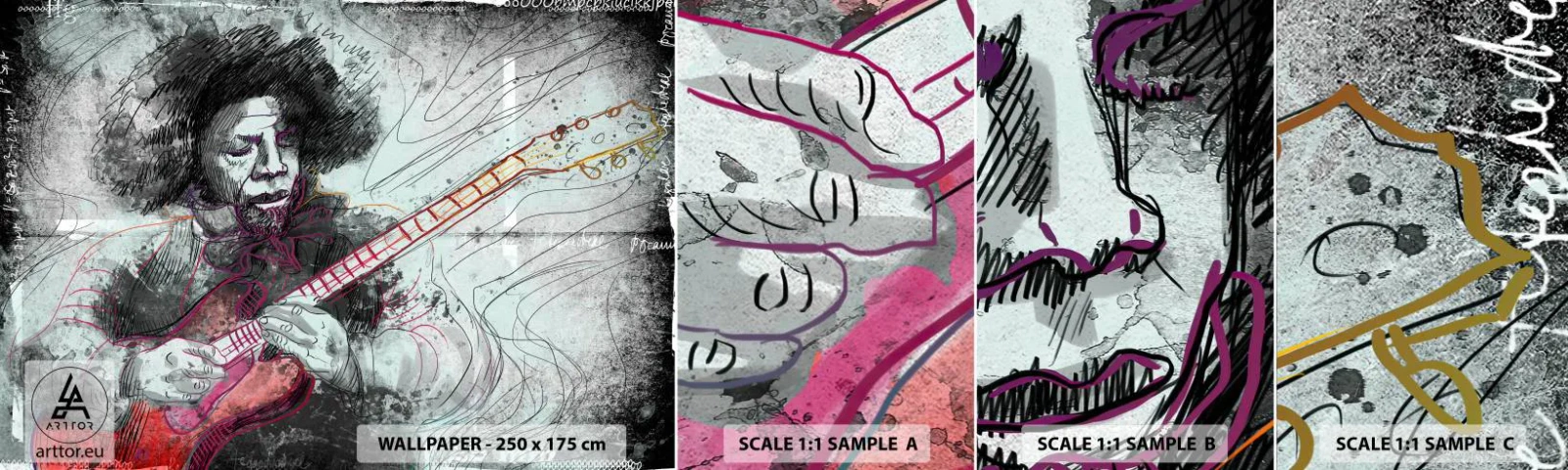 Fotótapéta Minta Standard Eco - A zene hullámain - Zene, Gitáros, Hangszer - 100x30 cm