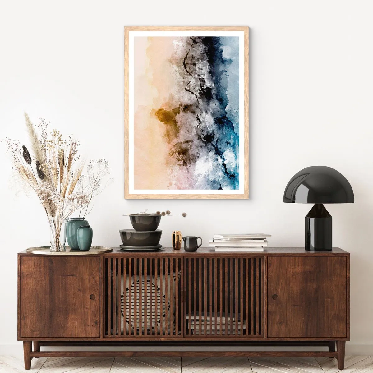 Poszter világos tölgy keretben - Ködfelhőbe fulladt - 61x91 cm