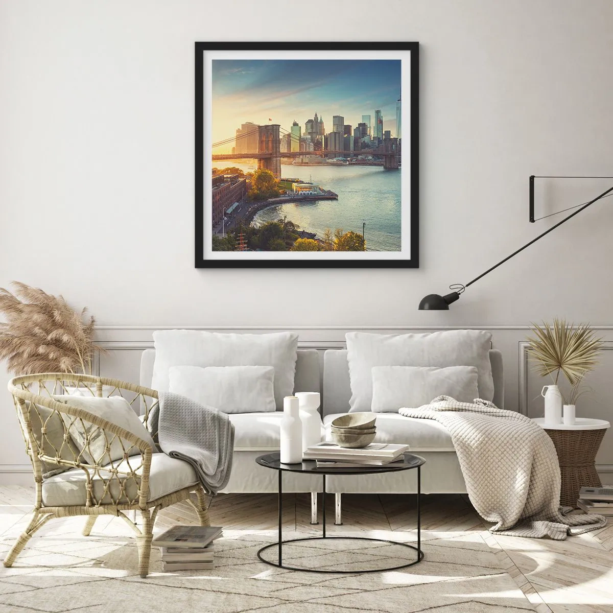 Poszter fehér keretben - Nagyváros hajnala - 40x40 cm