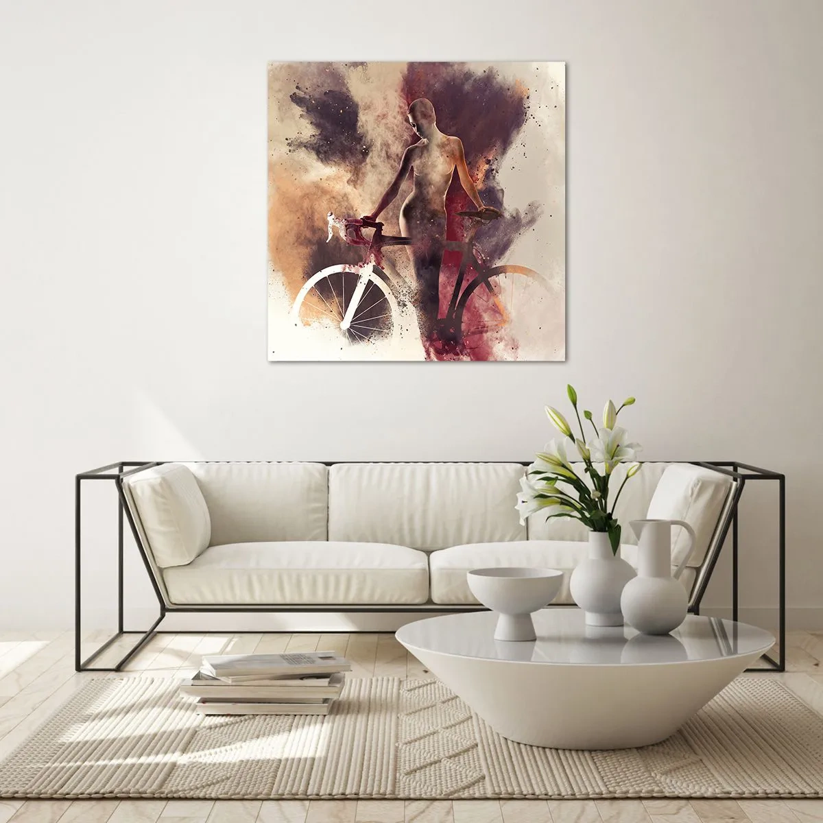 Üveg kép - Márvány formájú kerékpáros lélek - 70x70 cm