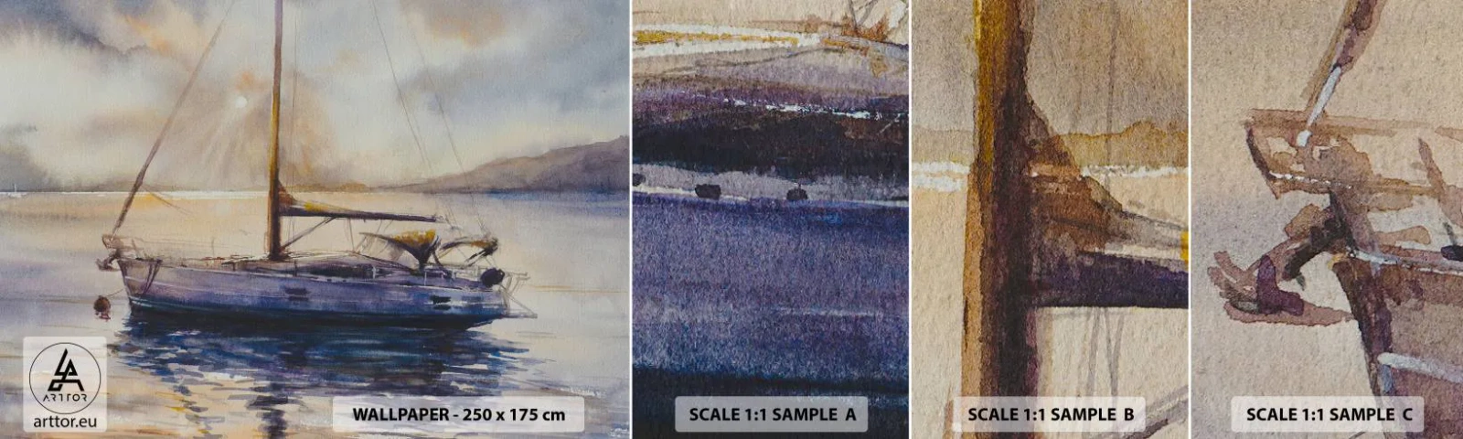 Fotótapéta Minta Standard Eco - Este az öbölben - Vitorlás, Halászat, Tengerpart - 100x30 cm