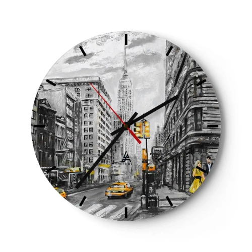 Falióra, Óra - Festői kilátás New Yorkra, taxik az utcán - 30x30cm - Egy New York-i történet - Modern fali dekoráció nappalihoz, konyhához és hálószobához ARTTOR