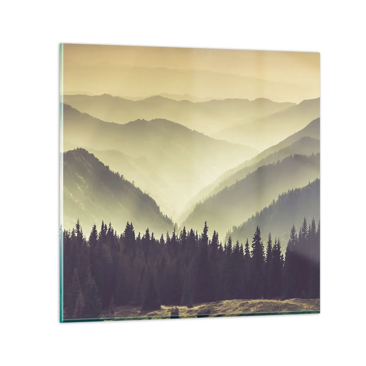 Üveg kép - Hegyeken túl… - 70x70 cm