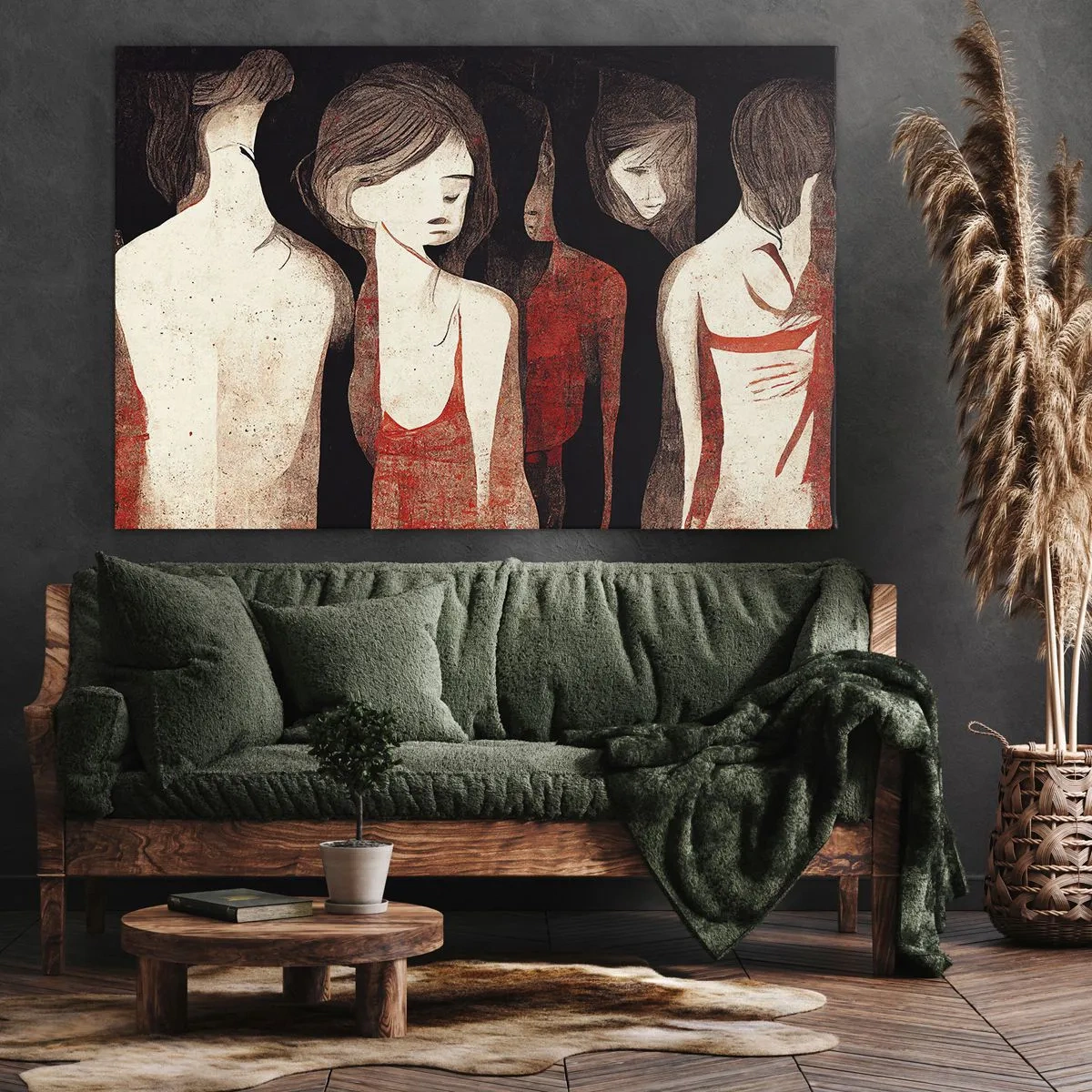 Vászonkép - Művészi alakok egy absztrakt kompozícióban - 70x50cm - A sötétség madonnái - Modern fali dekoráció nappalihoz és hálószobához ARTTOR