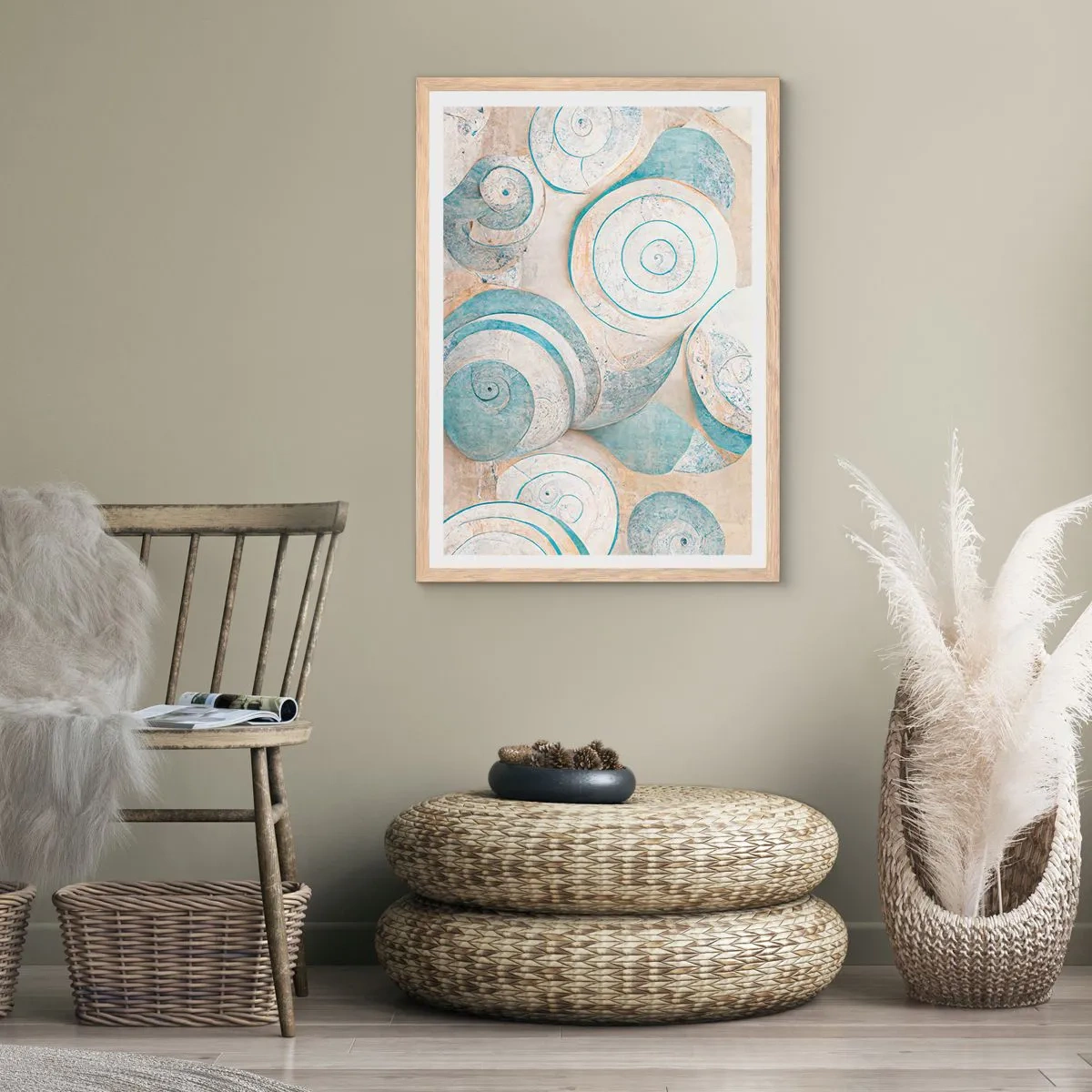 Poszter világos tölgy keretben - Mit rejt a kagyló? - 61x91 cm