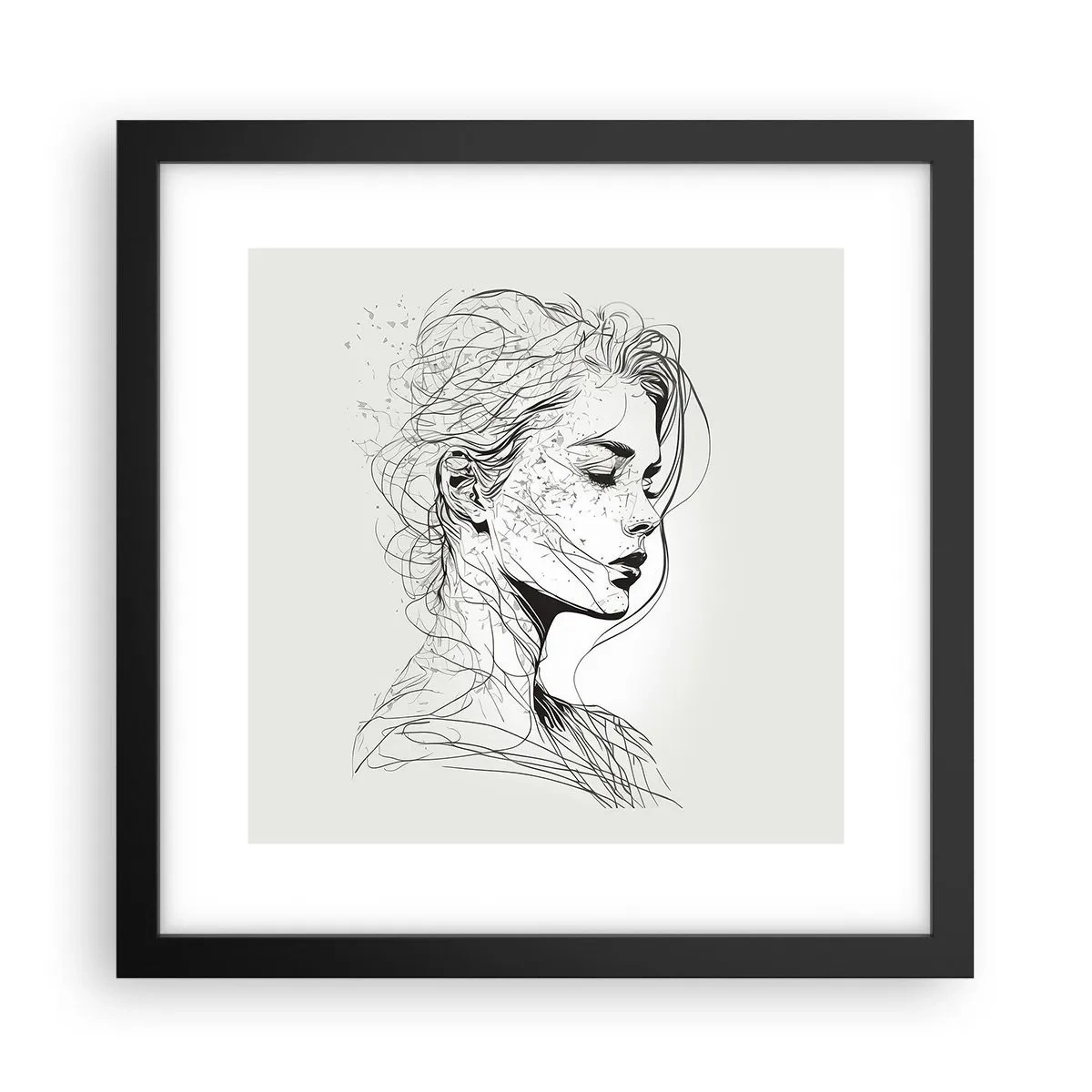 Poszter fehér keretben - Portré álmodozásban - 30x30 cm