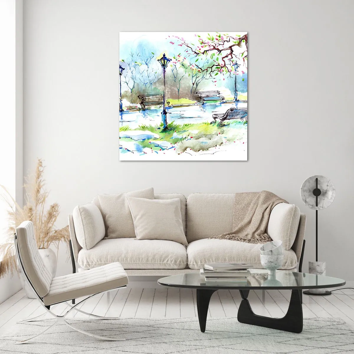 Üveg kép - A park csendjének varázsa - 60x60 cm