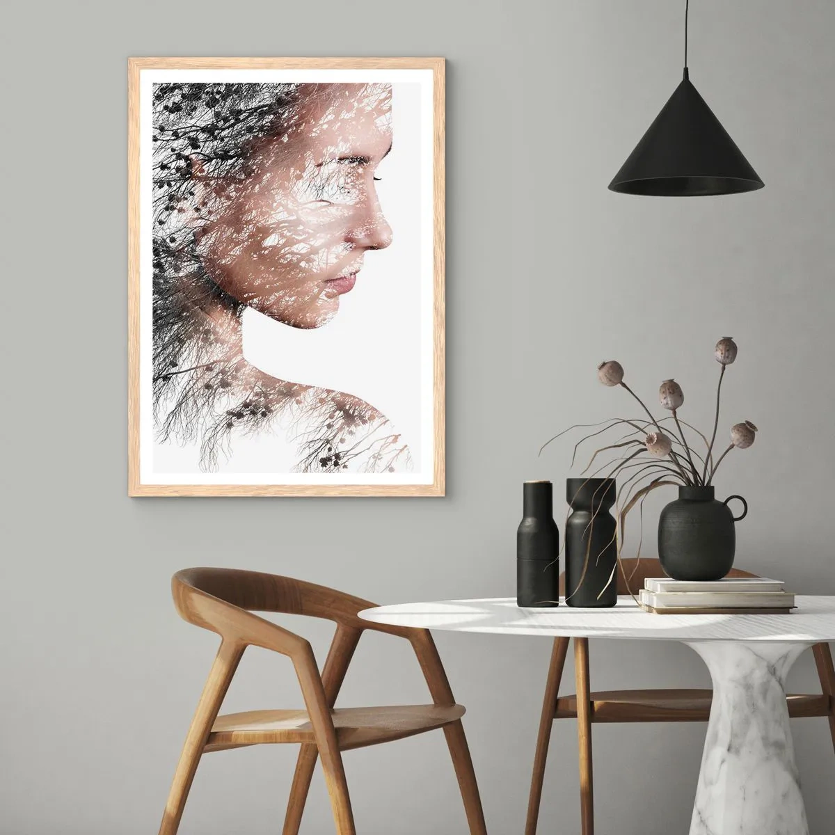 Poszter világos tölgy keretben - Az erdő szelleme - 70x100 cm