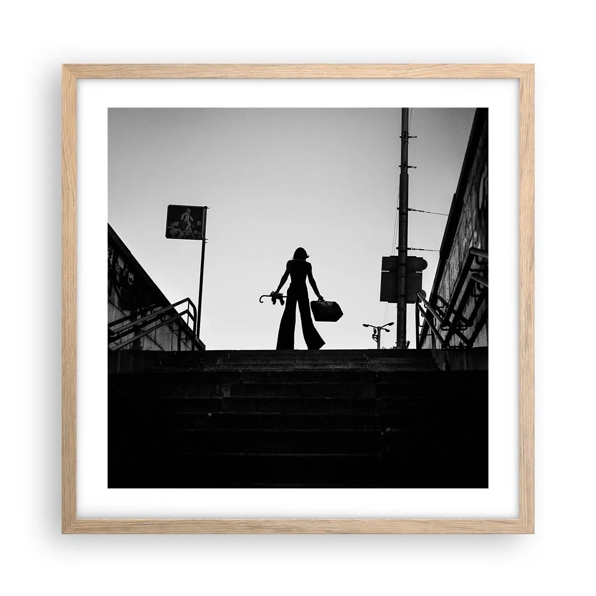 Poszter világos tölgy keretben - Városi vándorlás - 50x50 cm