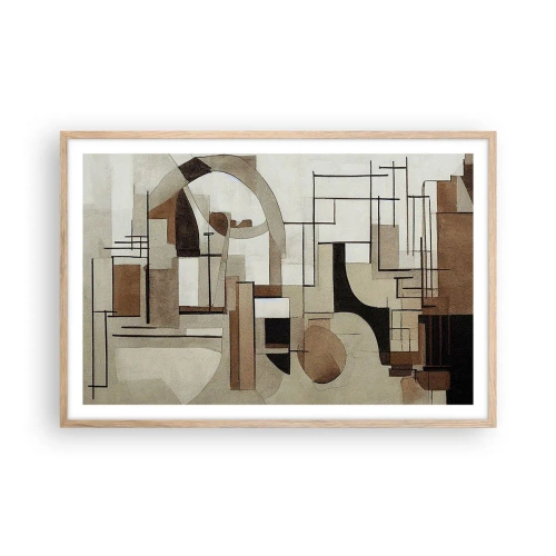 Poszter világos tölgy keretben - Városkép 2.0 - 91x61 cm