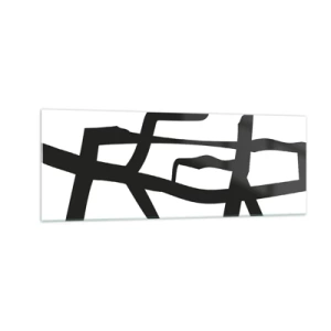Üveg kép - Fekete-fehér konstrukció - 140x50 cm
