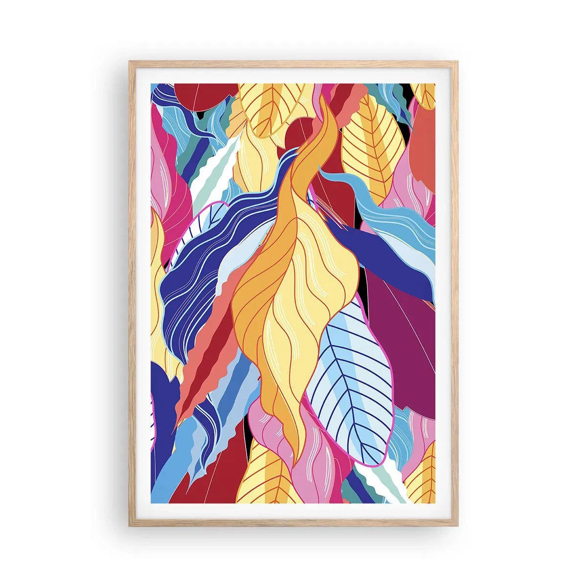 Poszter világos tölgy keretben - Színes rendetlenség - 70x100 cm