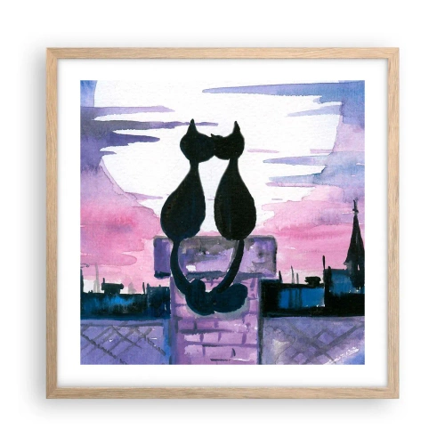 Poszter világos tölgy keretben - Rendez-vous a holdfénynél - 50x50 cm