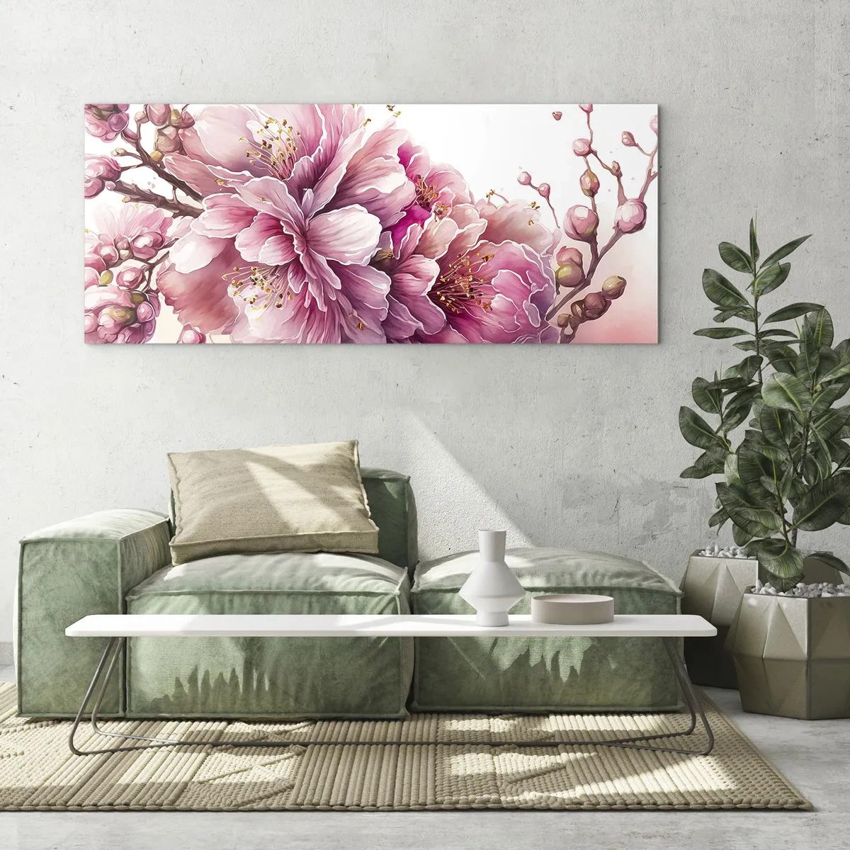 Üveg kép - Cseresznyevirág - 100x40 cm