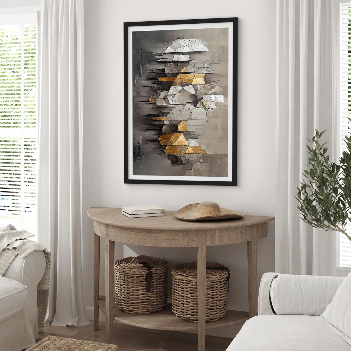 Poszter fehér keretben - Kompozíció jégből és fényből - 70x100 cm