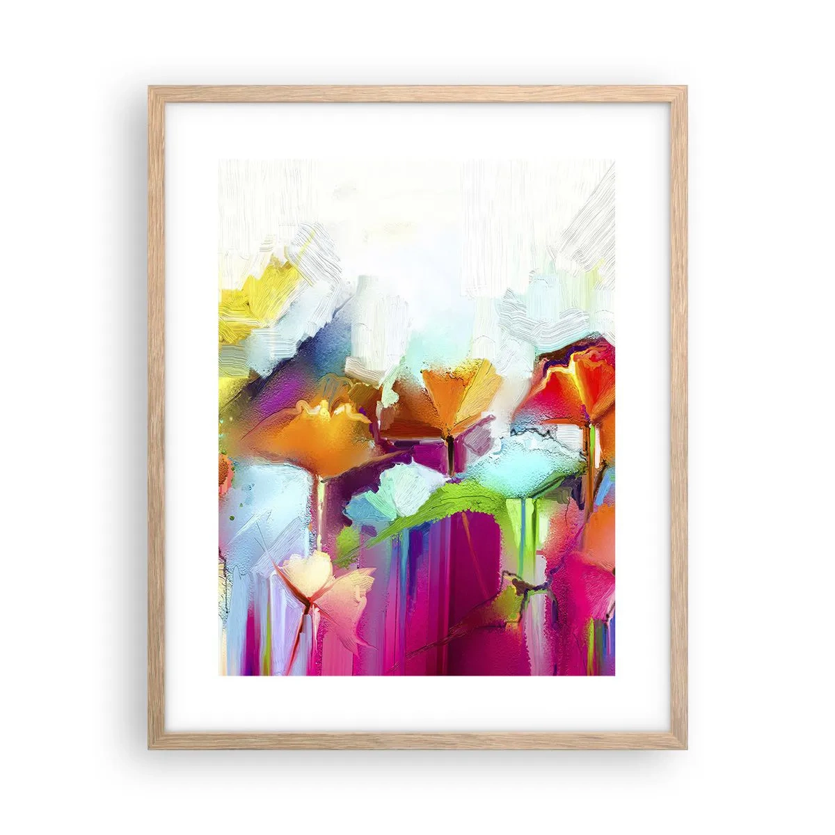 Poszter világos tölgy keretben - Kivirágzott a szivárvány - 40x50 cm