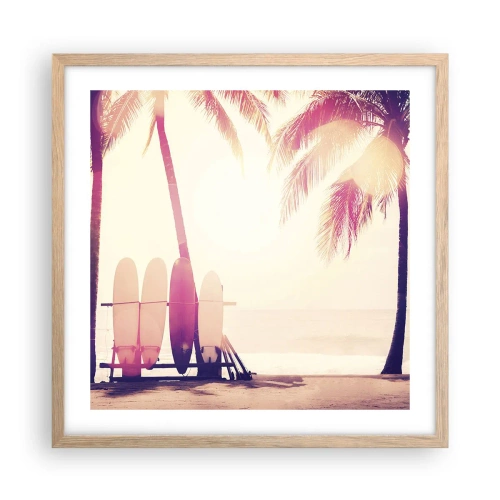 Poszter világos tölgy keretben - Ez remek nap lesz - 50x50 cm