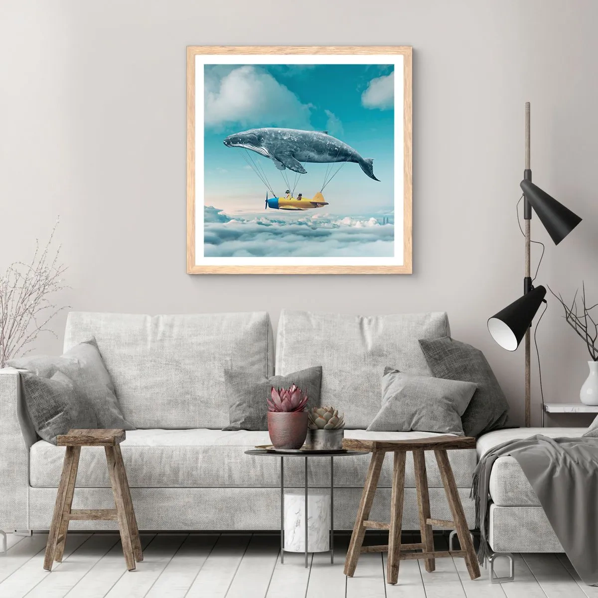 Poszter világos tölgy keretben - Miért is ne? - 40x40 cm