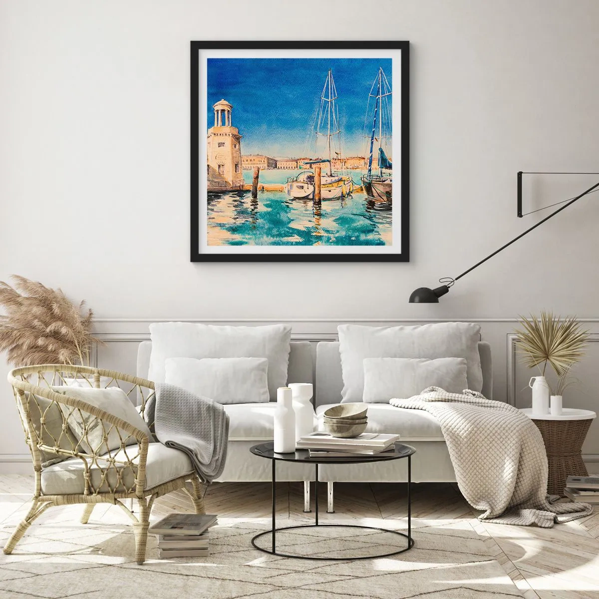 Poszter fehér keretben - Napos lagúna - 60x60 cm
