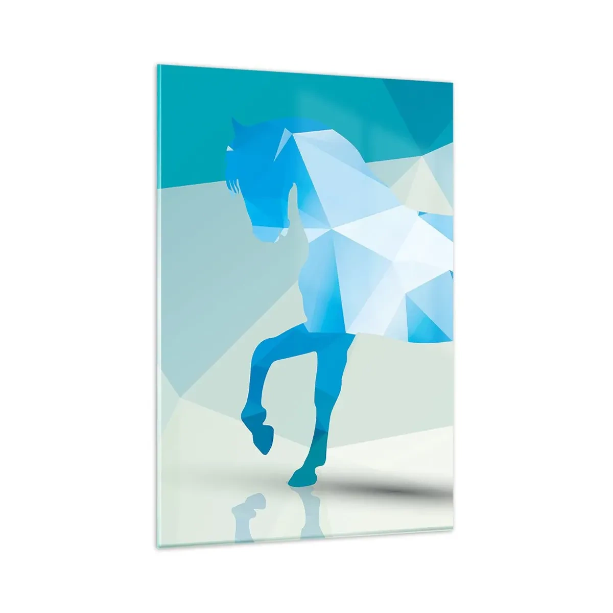 Üveg kép - Geometrikus ló türkizben - 80x120 cm