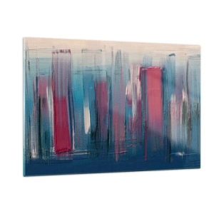 Üveg kép - Függőleges kompozíció kék és piros színekben - 120x80 cm