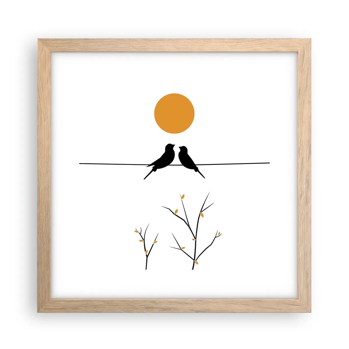 Poszter világos tölgy keretben - Fülemüle este - 30x30 cm