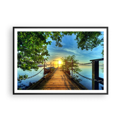 Poszter fehér keretben - Naplemente a víz felett - 100x70 cm