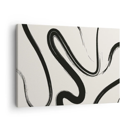 Vászonkép - Fekete-fehér ívelt vonalak világos háttéren - 70x50cm - Fekete-fehér rajongás - Modern fali dekoráció nappalihoz és hálószobához ARTTOR