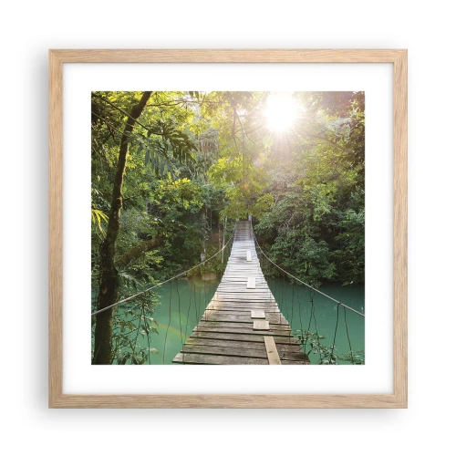 Poszter világos tölgy keretben - Az azúrkék vízen át az azúrkék erdőbe - 40x40 cm