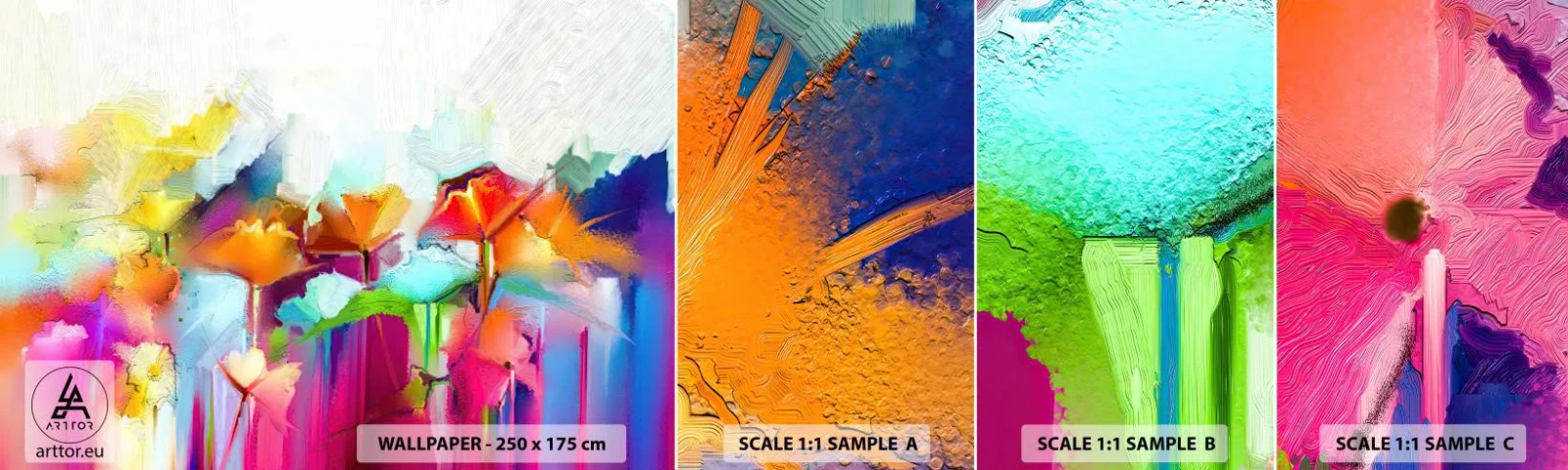 Fotótapéta Minta Öntapadós Deluxe Sticker - Kivirágzott a szivárvány - Absztrakció, Virágok, Darab - 100x30 cm