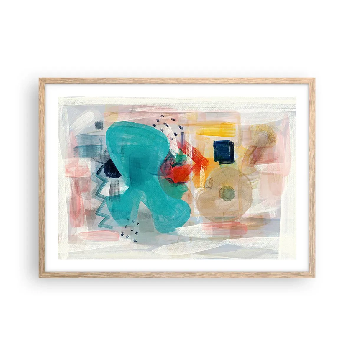 Poszter világos tölgy keretben - Színes játék - 70x50 cm