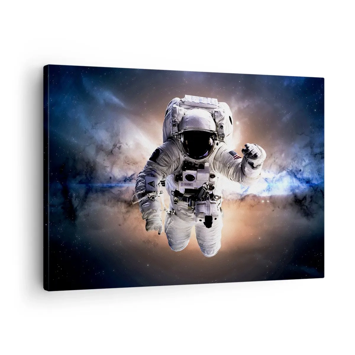Vászonkép - Űrhajós az űrben - 70x50cm - Üdvözlet az űrből - Modern fali dekoráció nappalihoz és hálószobához ARTTOR