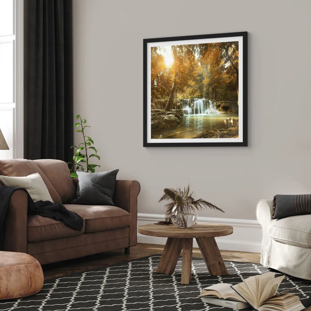 Poszter fehér keretben - Park kaszkád - 30x30 cm