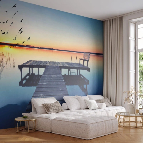 Öntapadós Fotótapéta Deluxe Sticker - Jó nap volt - Tájkép, Tó, Fa híd - 500x350 cm