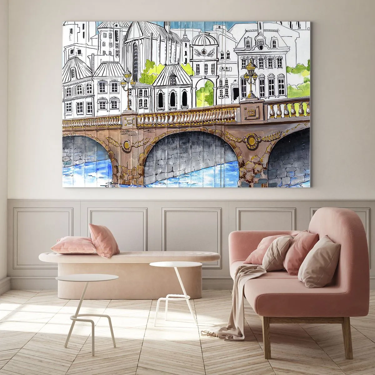 Üveg kép - Város mint a festményről - 100x70 cm