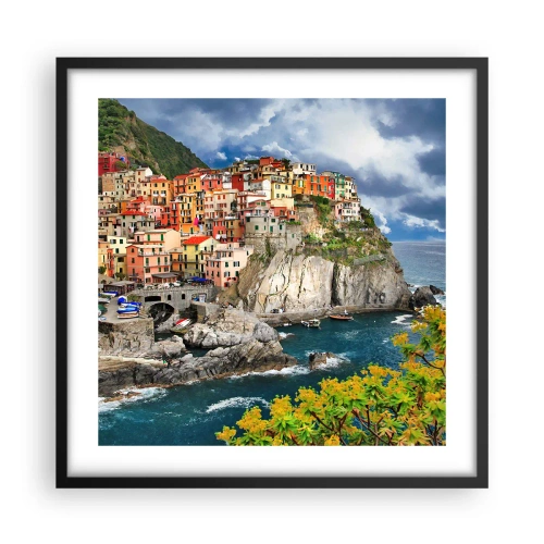 Poszter fehér keretben - Egy csoport a sziklákra simulva - 50x50 cm