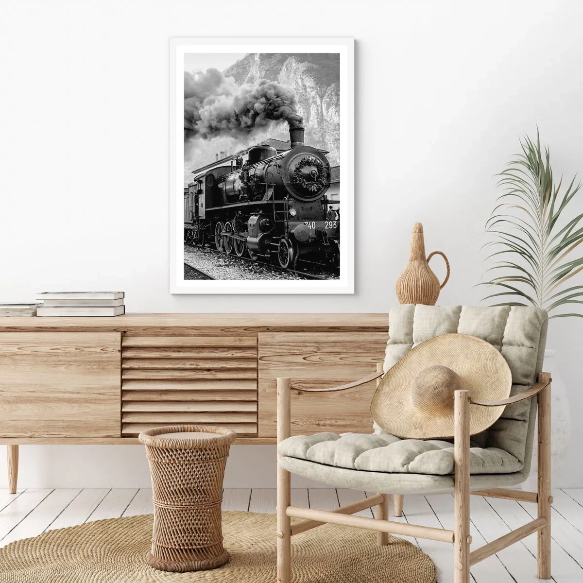 Poszter fekete keretben - Indulását a mozdony várja… - 70x100 cm