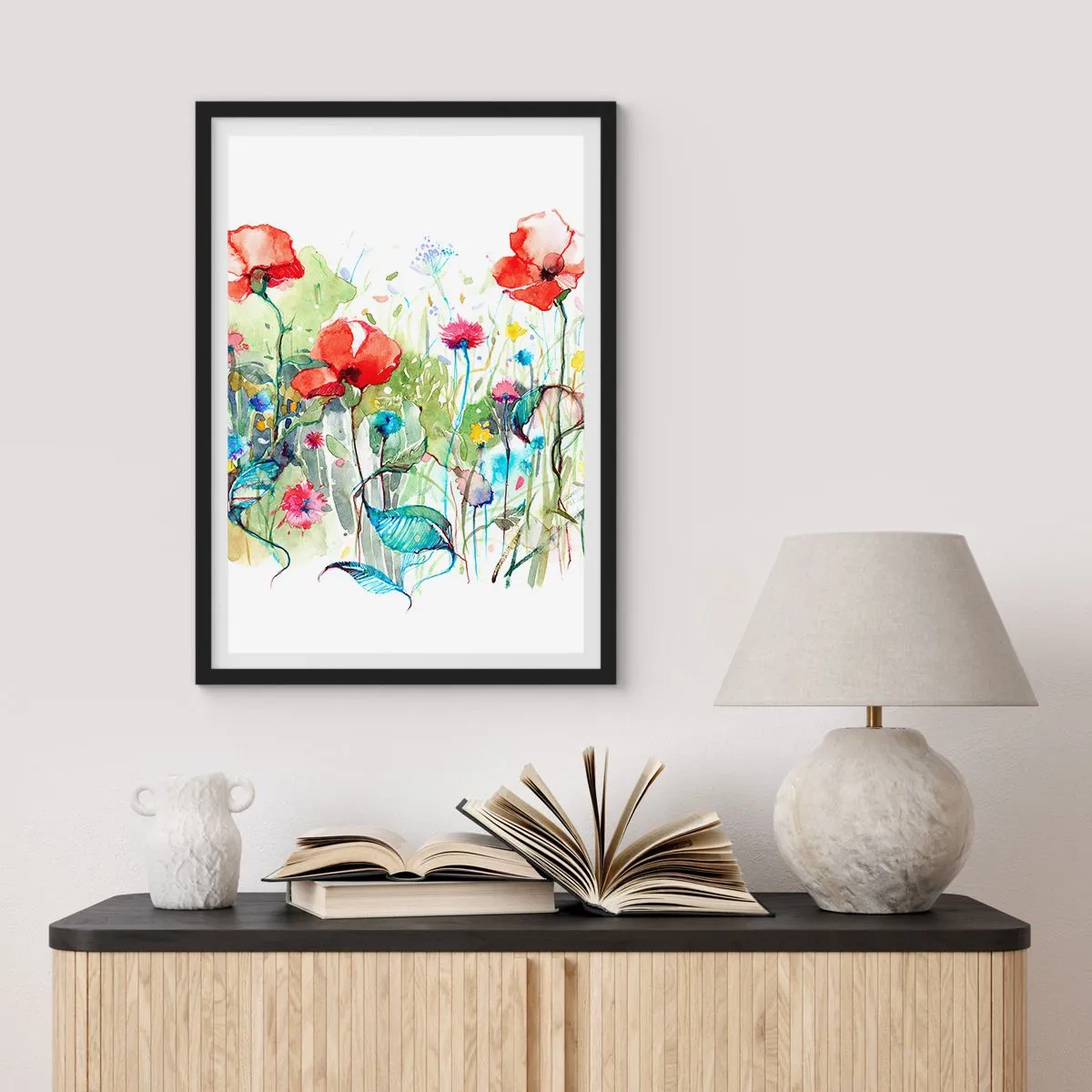 Poszter fehér keretben - Virágzó májusi rét - 61x91 cm