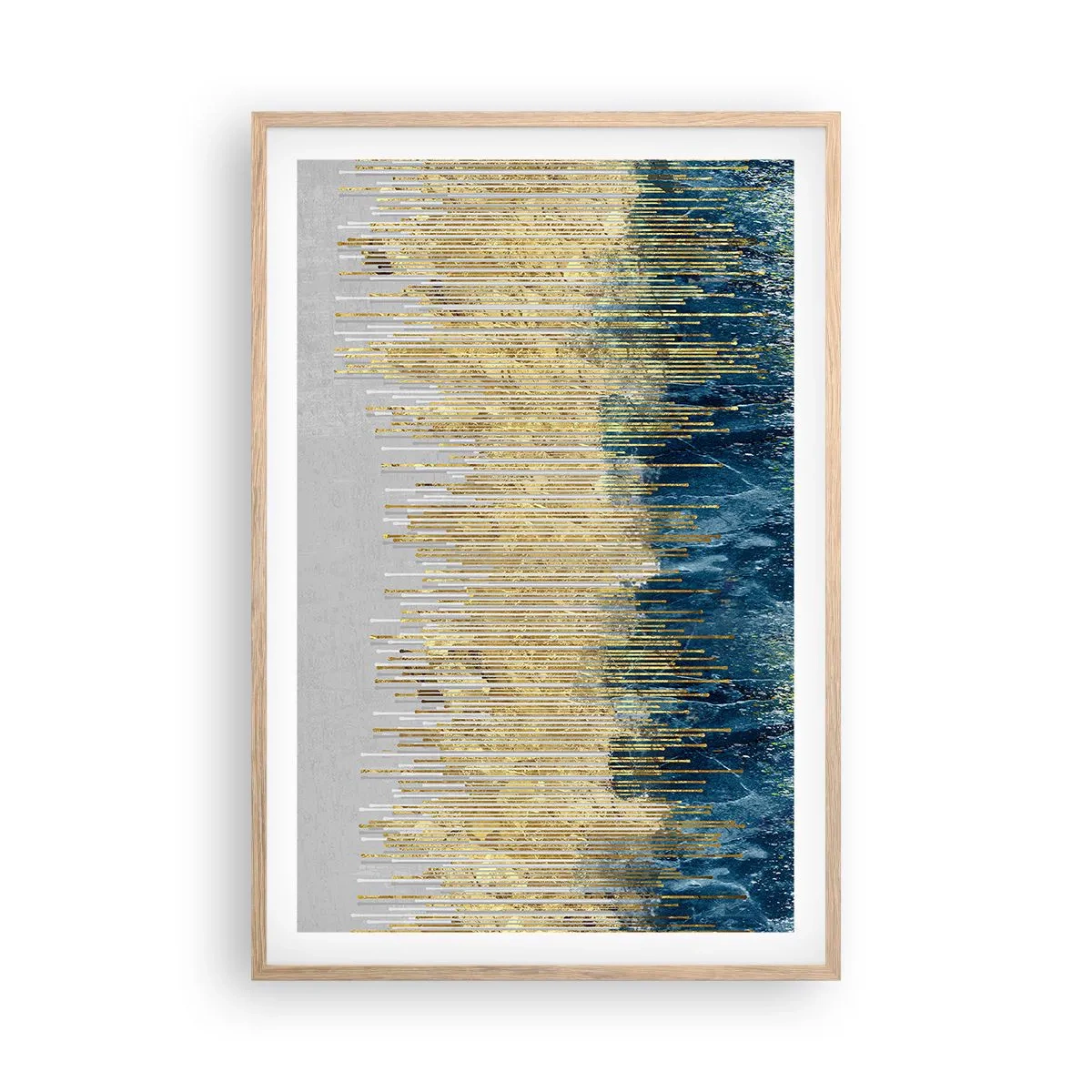 Poszter világos tölgy keretben - Aranyozott határ - 61x91 cm