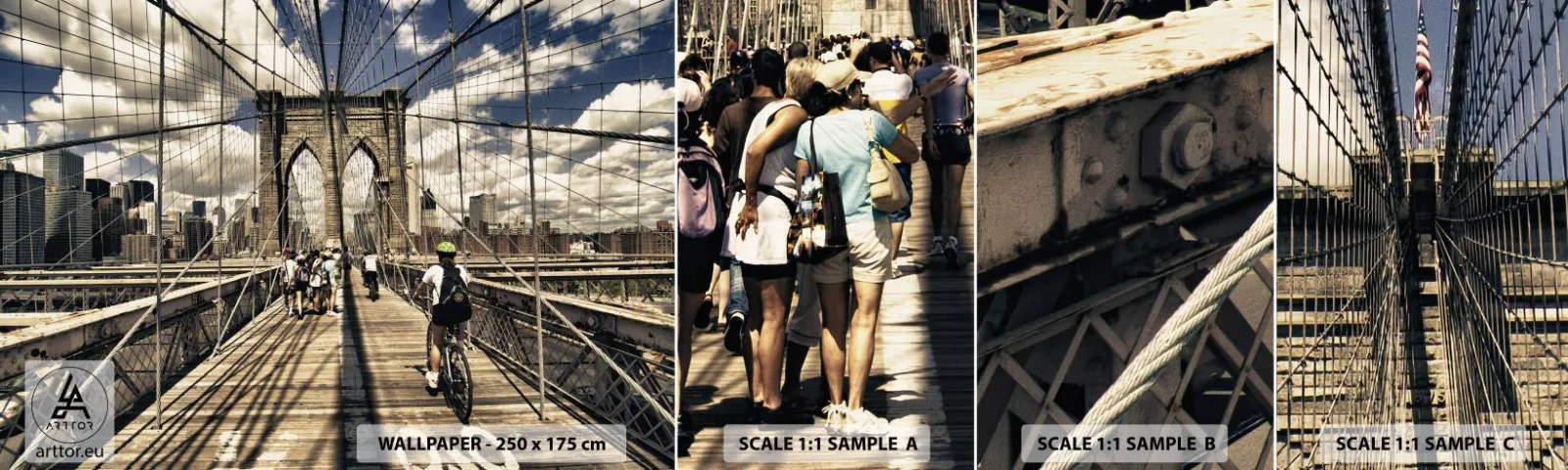 Fotótapéta Minta Standard Eco - Egyenesen a város szívébe - Brooklyn híd, New York, Város - 100x30 cm