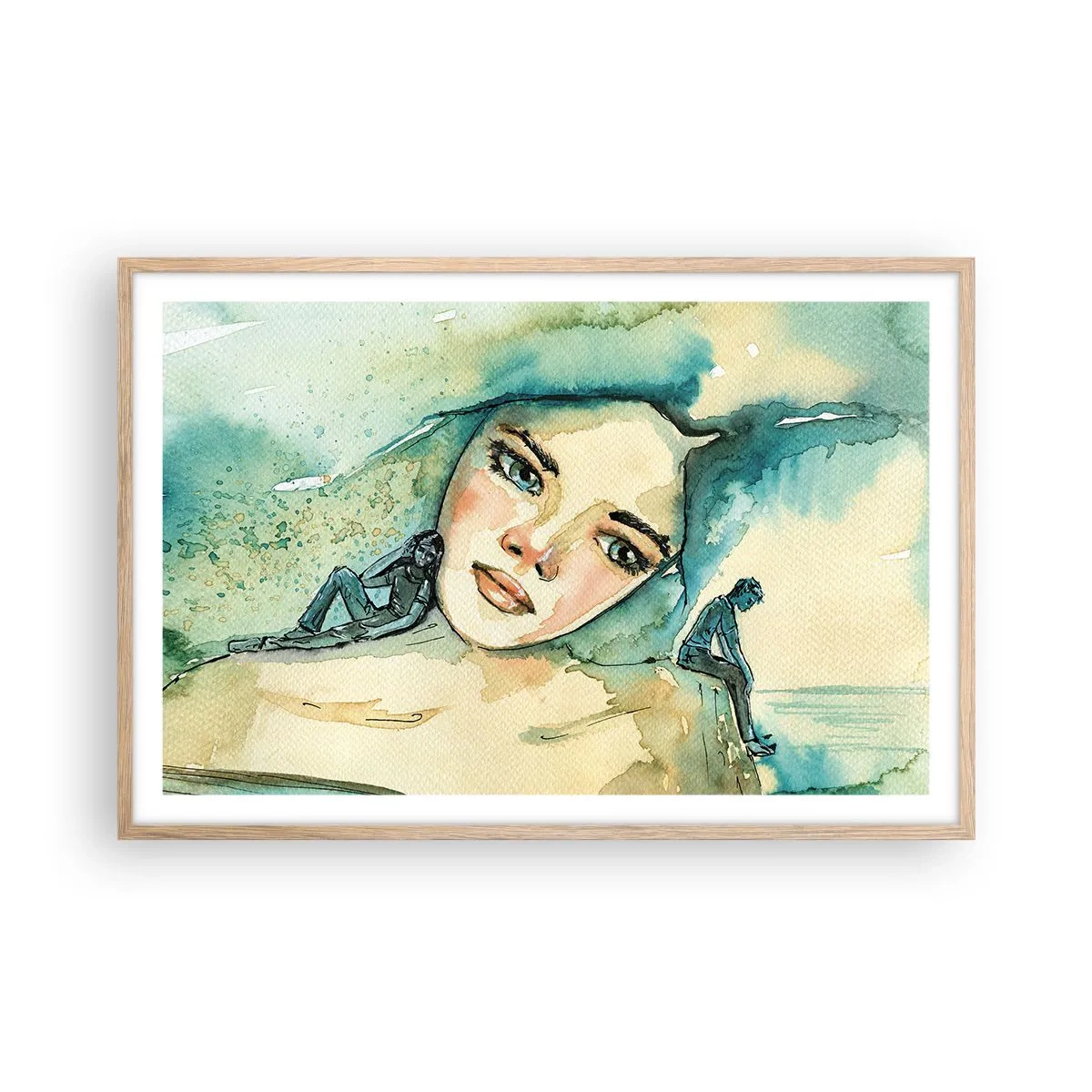 Poszter világos tölgy keretben - Am I blue? - 91x61 cm