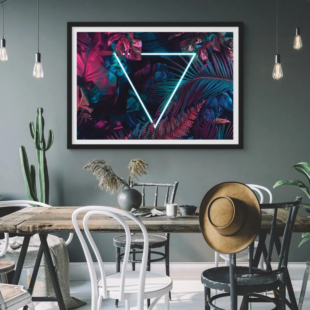 Poszter fehér keretben - Disco stílusú kert - 70x50 cm