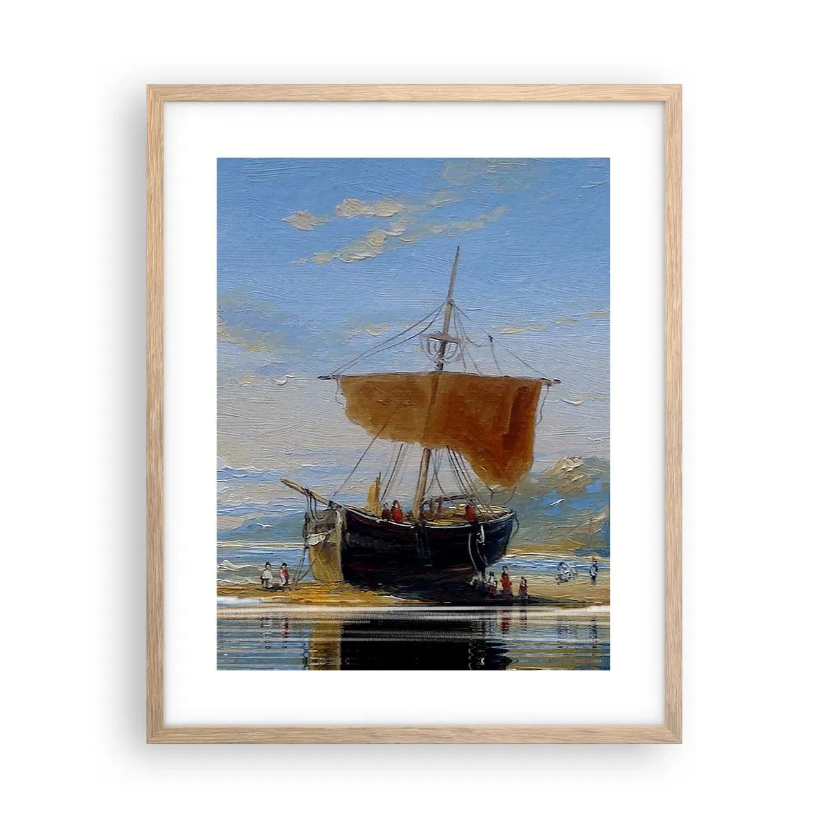 Poszter világos tölgy keretben - Víz, föld, levegő - 40x50 cm